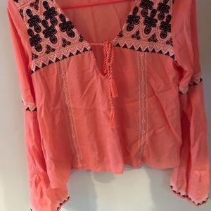 bell sleeved, orange tunic top